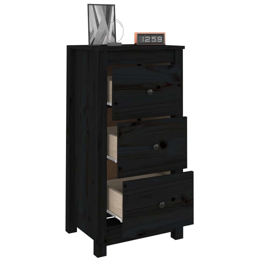 vidaXL Ντουλάπι Μαύρος 40x35x80 εκ. από Μασίφ Ξύλο Πεύκου