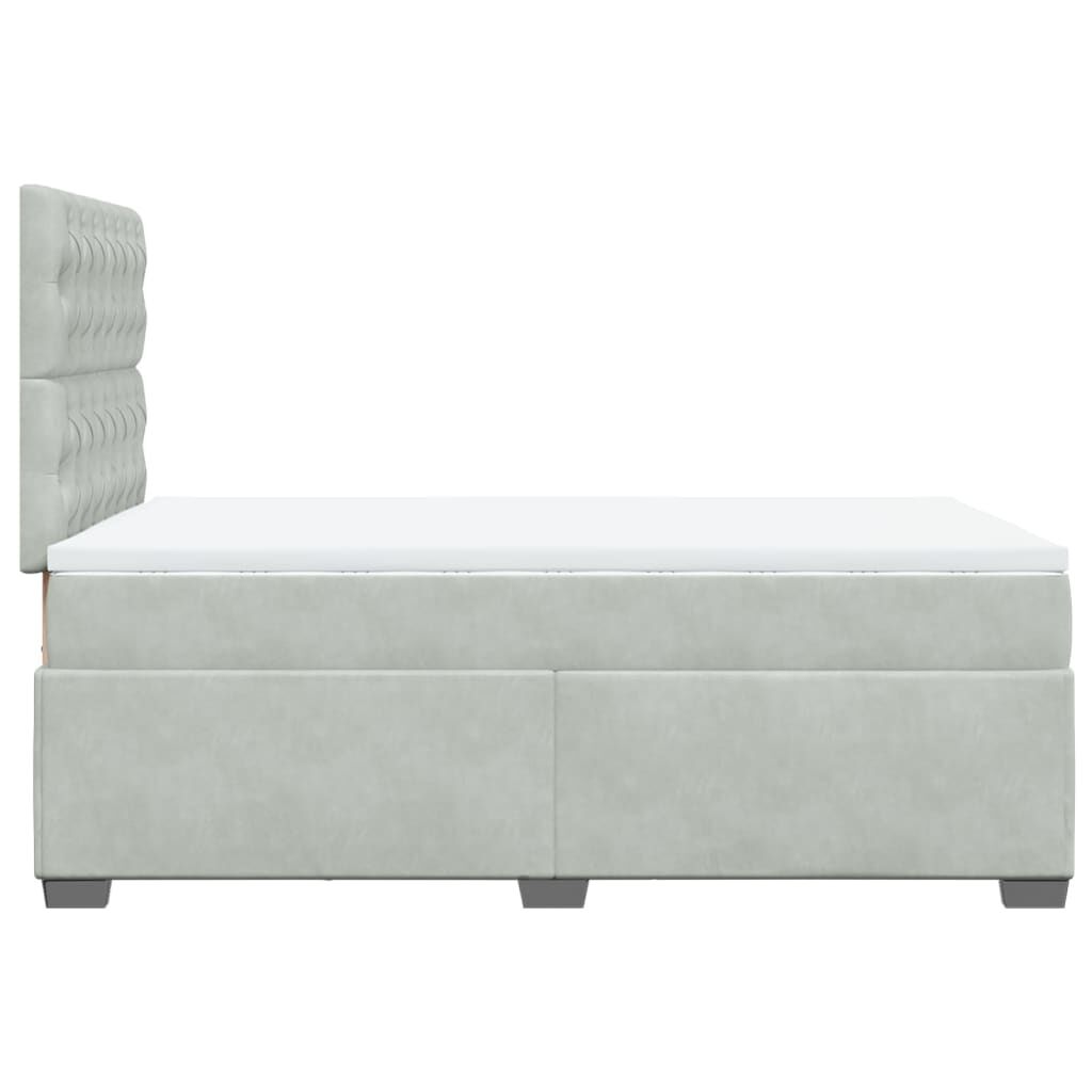 vidaXL Κρεβάτι Boxspring με Στρώμα Ανοιχτό Γκρι 120x190 εκ. Βελούδινο