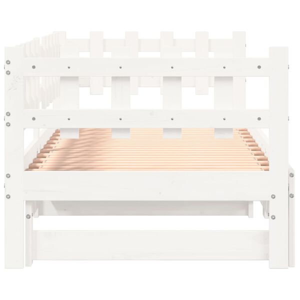 vidaXL Καναπές Κρεβάτι Συρόμενος Λευκός 2x(80x200) εκ. από Μασίφ Πεύκο