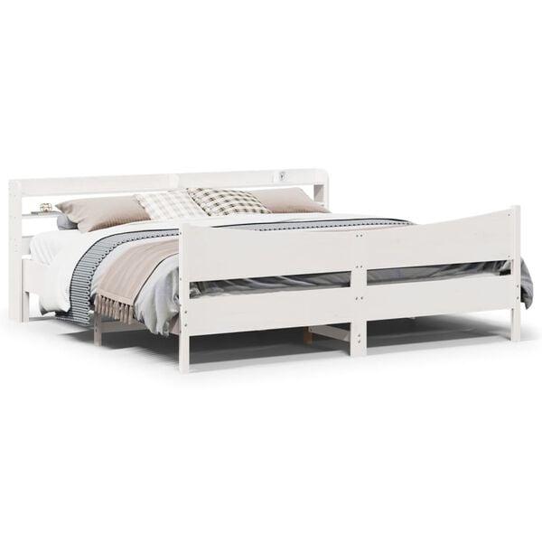 vidaXL Πλαίσιο Κρεβατιού με Κεφαλάρι 180x200 εκ. από Μασίφ Ξύλο Πεύκου