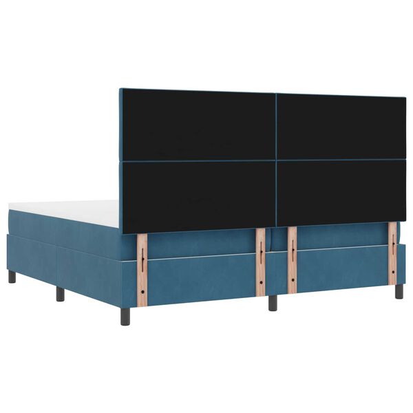 Κρεβάτι Box Spring με Στρώμα vidaXL Σκούρο Μπλε 200x200 εκ Βελούδο