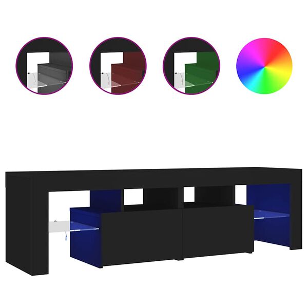 vidaXL Έπιπλο Τηλεόρασης με LED Μαύρο 140 x 36,5 x 40 εκ.