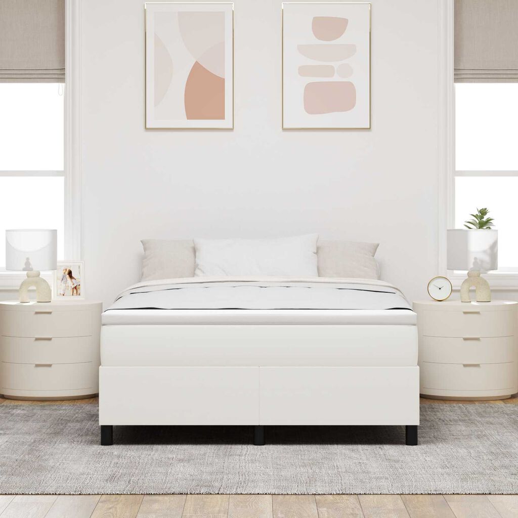 vidaXL Κρεβάτι Box Spring με Στρώμα σε Κρεμ - 140 x 200 εκ - Κόρντουρα
