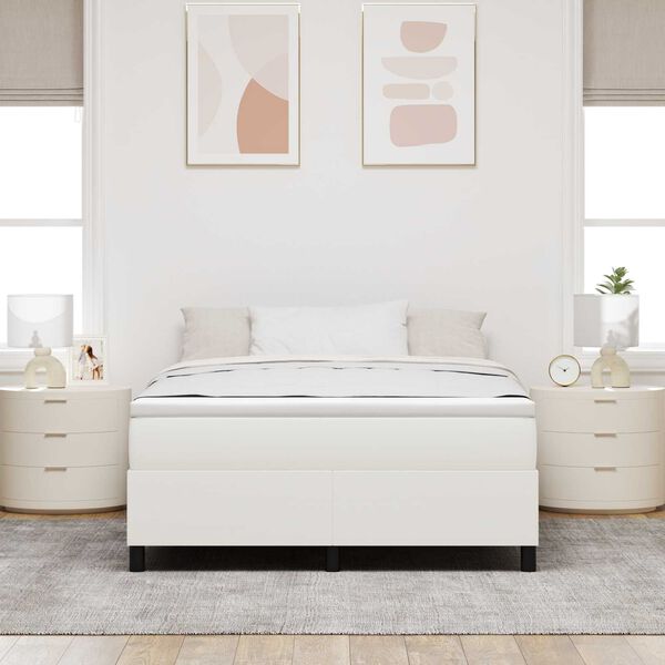 vidaXL Κρεβάτι Box Spring με Στρώμα σε Κρεμ - 140 x 200 εκ - Κόρντουρα