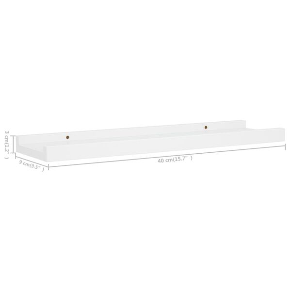 vidaXL Ράφια για Κορνίζες 2 τεμ. Λευκά 40 x 9 x 3 εκ. από MDF