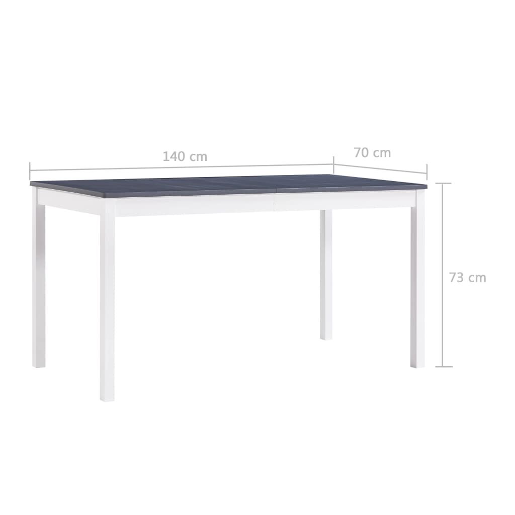 vidaXL Τραπεζαρία Λευκή / Γκρι 140 x 70 x 73 εκ. από Ξύλο Πεύκου