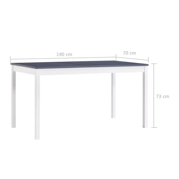 vidaXL Τραπεζαρία Λευκή / Γκρι 140 x 70 x 73 εκ. από Ξύλο Πεύκου