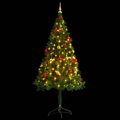 vidaXL Χριστουγεν. Δέντρο Προφωτισμένο Τεχνητό Μπάλες Πράσινο 180εκ