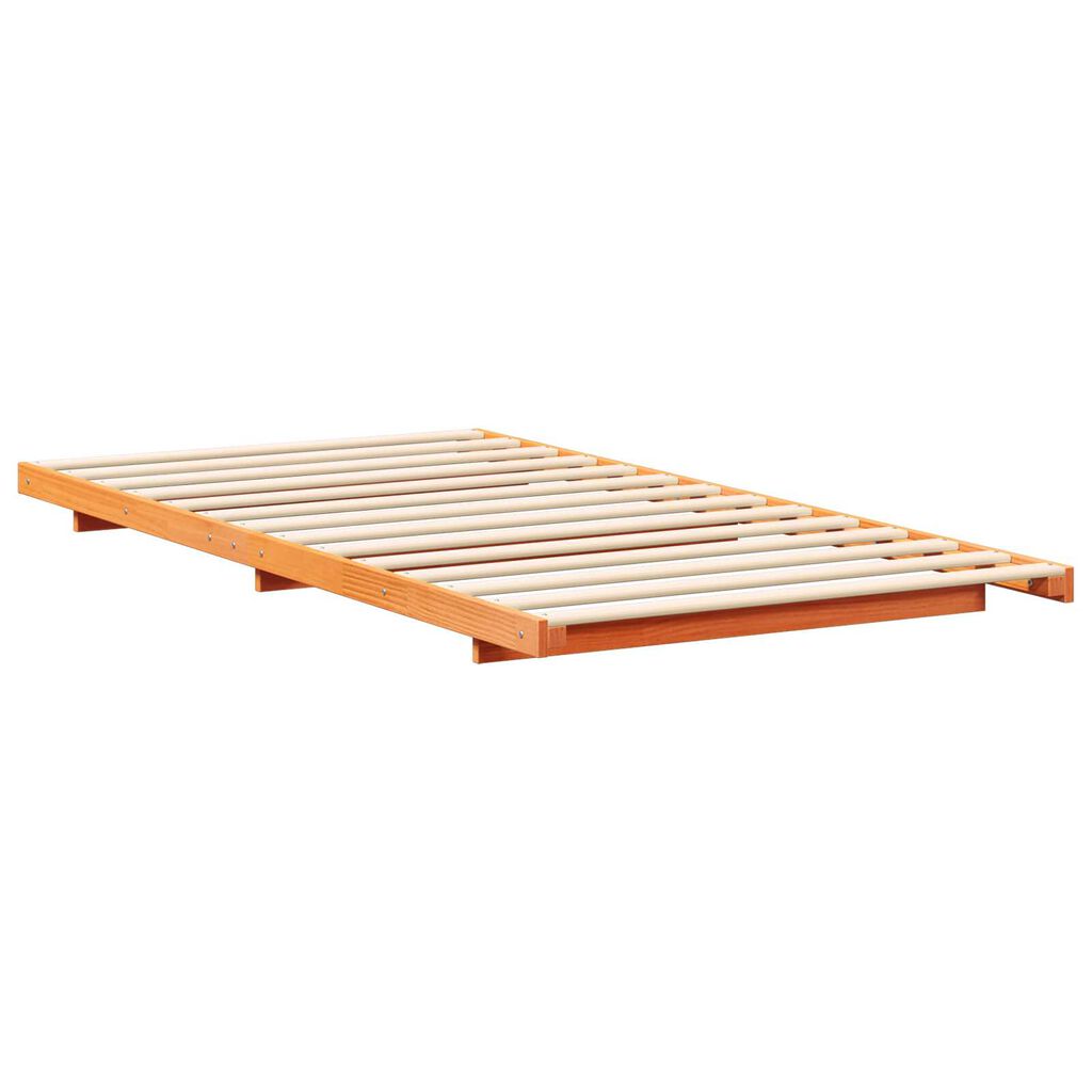 vidaXL Κρεβάτι δαπέδου Καφέ κεριού 100 x 210 cm Μασίφ ξύλο πεύκου