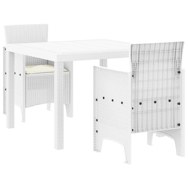 vidaXL Σέτ φαγητού για κήπο 3 pcs Λευκό Rattan Polt