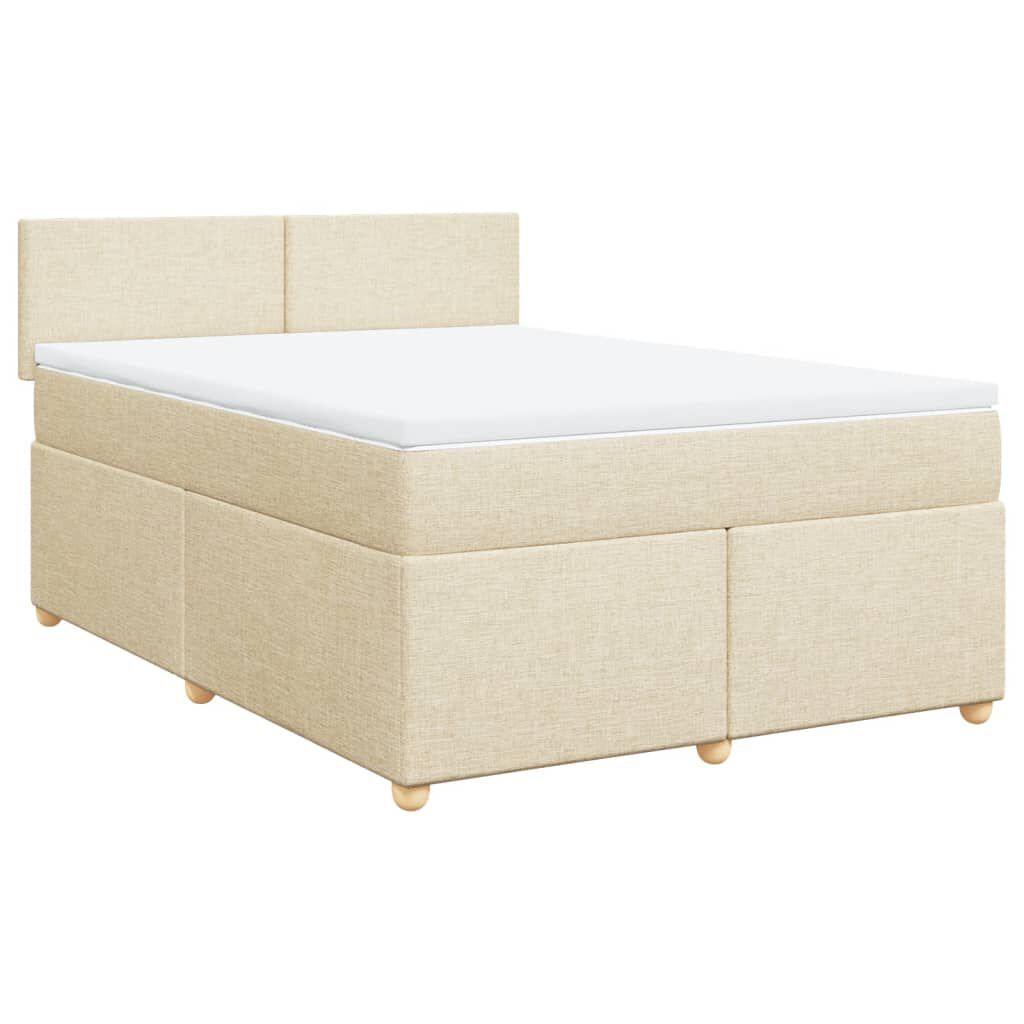 vidaXL Κρεβάτι Boxspring με Στρώμα Κρεμ 140x200 εκ. Υφασμάτινο