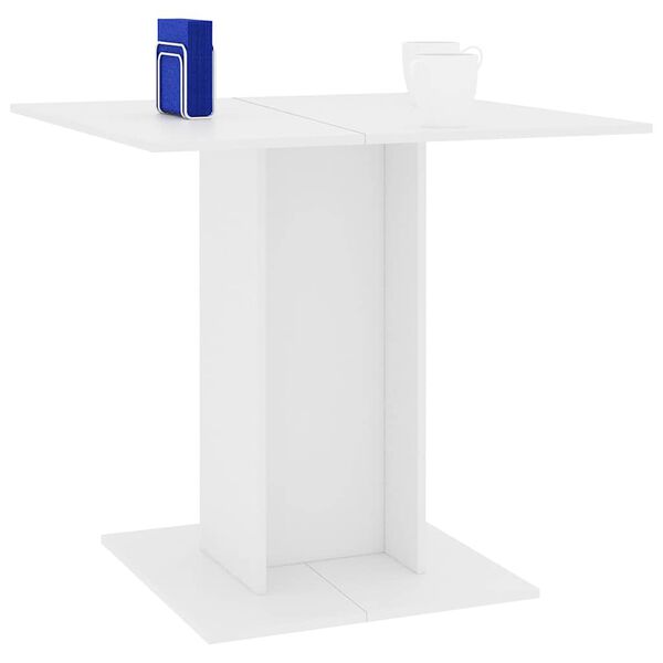 vidaXL Τραπεζαρία Λευκή 80 x 80 x 75 εκ. από Επεξ. Ξύλο