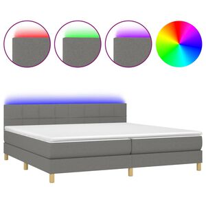 vidaXL &Kappa;&rho;&epsilon;&beta;ά&tau;&iota; Boxspring &mu;&epsilon; &Sigma;&tau;&rho;ώ&mu;&alpha; & LED &Sigma;&kappa;.&Gamma;&kappa;&rho;&iota; 200x200&epsilon;&kappa;. &Upsilon;&phi;&alpha;&sigma;&mu;ά&tau;&iota;&nu;&omicron;