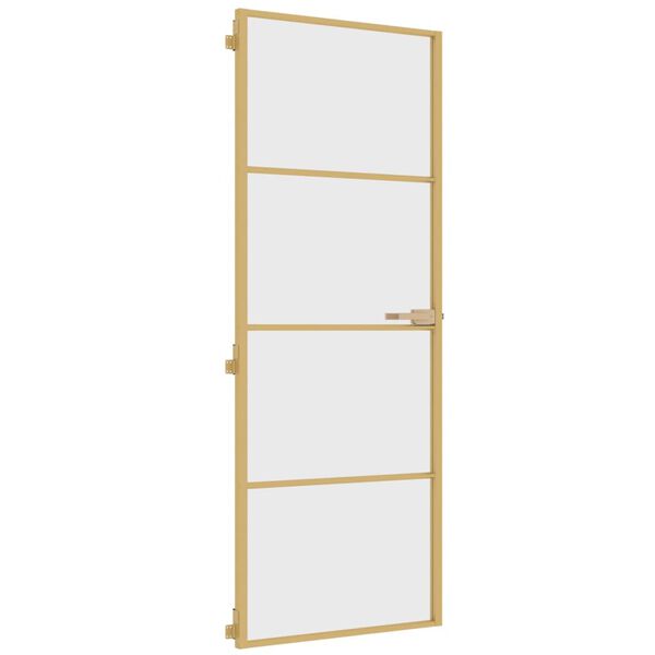 vidaXL Εσωτερική Πόρτα Χρυσή 76 x 201,5 εκ. Ψημένο Γυαλί & Αλουμίνιο