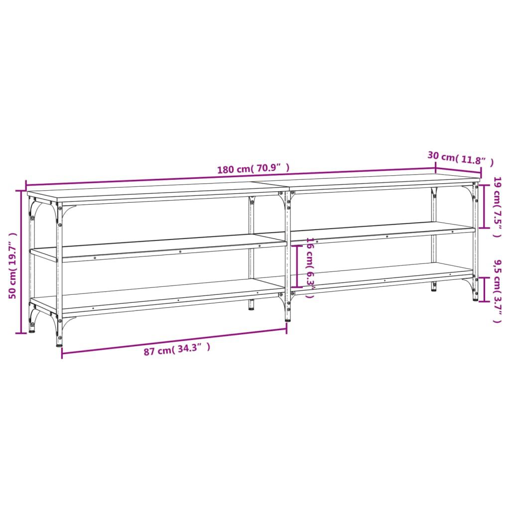 vidaXL Έπιπλο Τηλεόρασης Καφέ Δρυς 180x30x50 εκ. Επεξεργασμένο Ξύλο