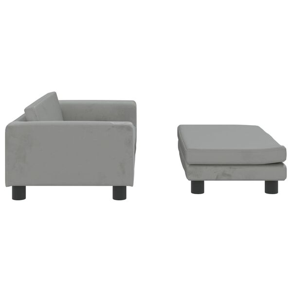 vidaXL Καναπές Παιδικός με Υποπόδιο Αν. Γκρι 100x50x30 εκ. Βελούδινος