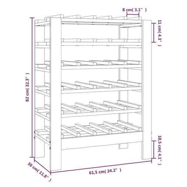 vidaXL Ραφιέρα Κρασιών 61,5x30x82 εκ. από Μασίφ Ξύλο Πεύκου