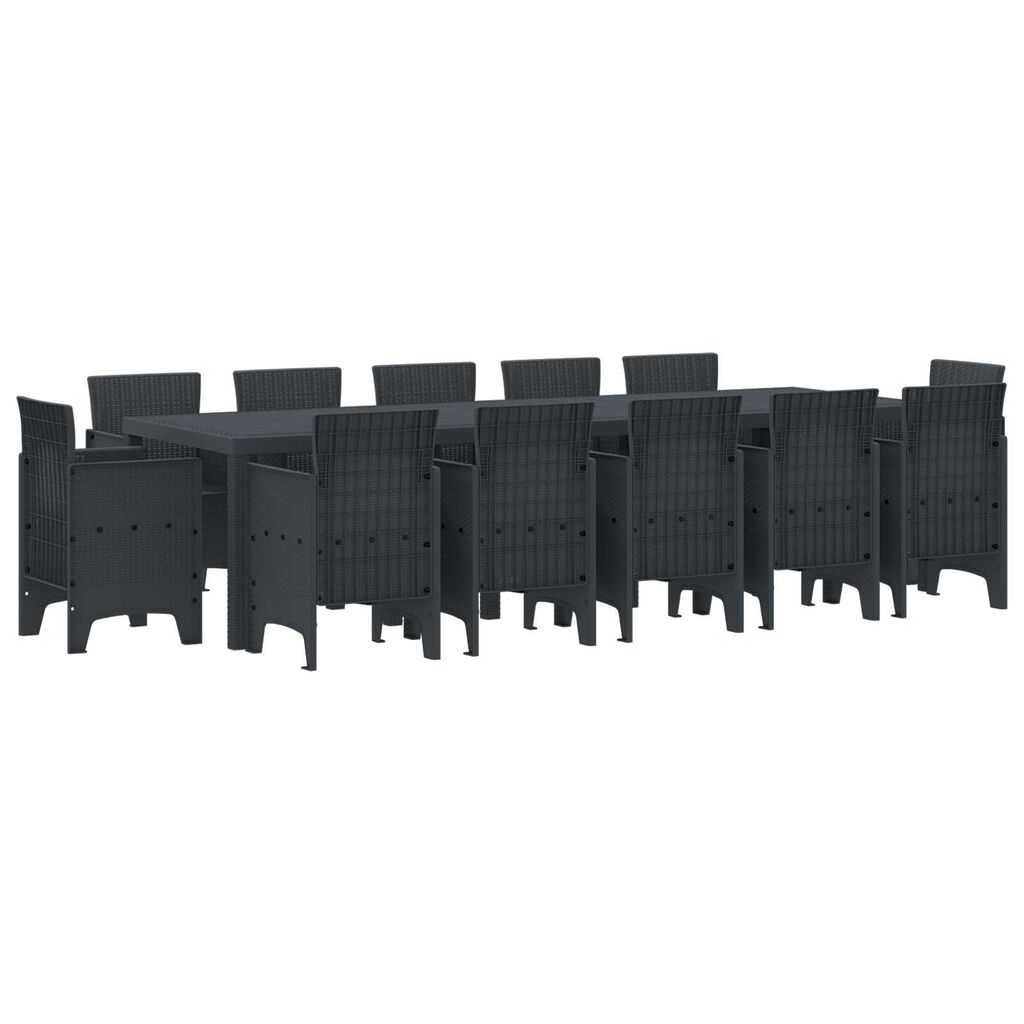 vidaXL Σέτ φαγητού για κήπο 13 pcs Ανθρακί Large Πολυράτταν
