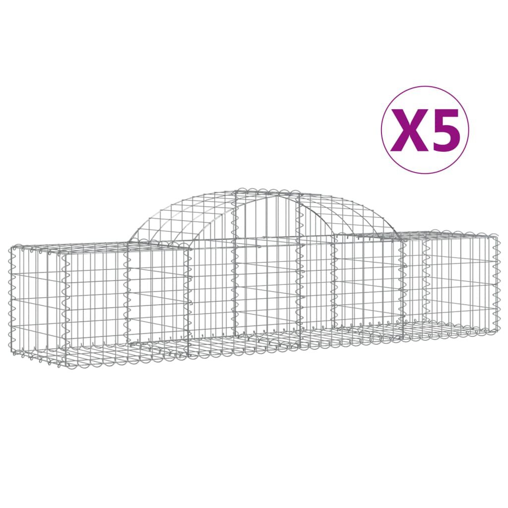 vidaXL Συρματοκιβώτια Τοξωτά 5 τεμ. 200x50x40/60 εκ. Γαλβαν. Ατσάλι