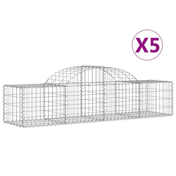 vidaXL Συρματοκιβώτια Τοξωτά 5 τεμ. 200x50x40/60 εκ. Γαλβαν. Ατσάλι
