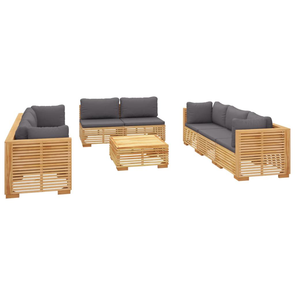 vidaXL Σαλόνι Κήπου Σετ 9 Τεμαχίων από Μασίφ Ξύλο Teak με Μαξιλάρια