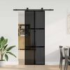 vidaXL Συρόμενη πόρτα με σετ υλικού 76x205 cm από γυαλί&Αλουμίνιο