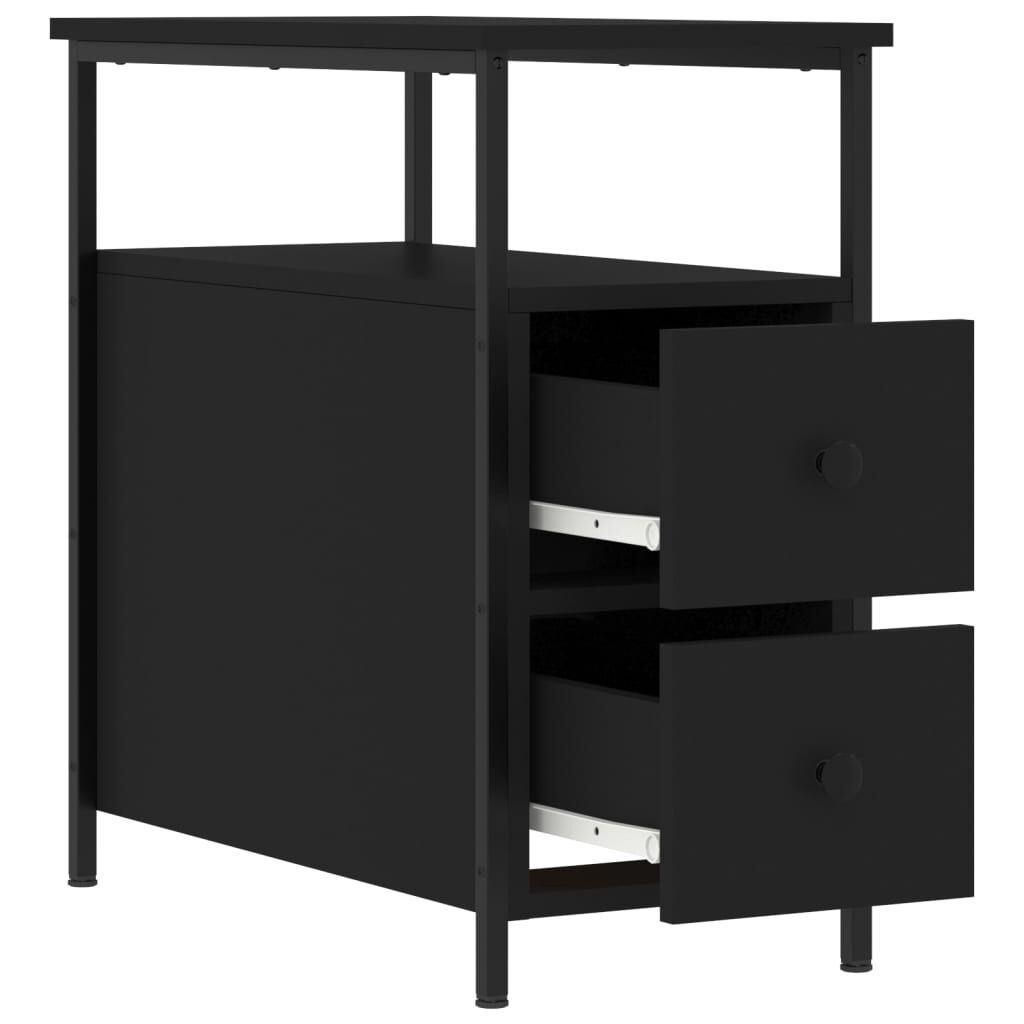 vidaXL Κομοδίνα 2 τεμ. Μαύρα 30 x 60 x 60 εκ. από Επεξεργασμένο Ξύλο