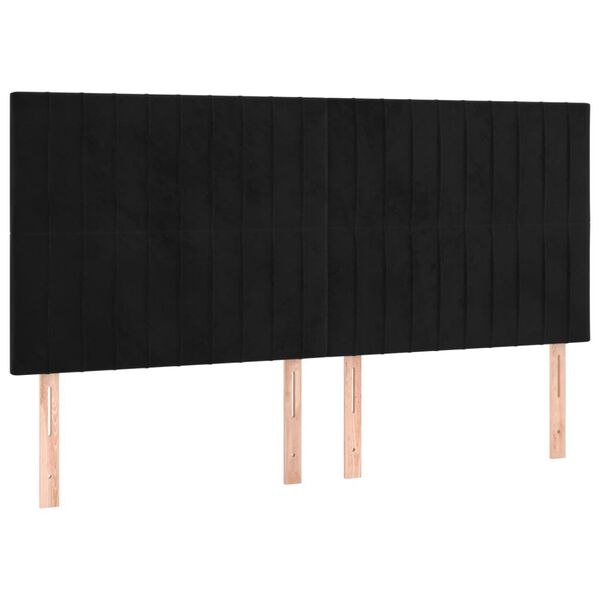 vidaXL Κρεβάτι Boxspring με Στρώμα Μαύρο 200x200 εκ. Βελούδινο