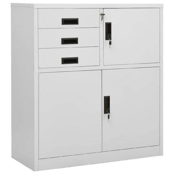 vidaXL Ντουλάπα Γραφείου Ανοιχτό Γκρι 90 x 40 x 102 εκ. Ατσάλινη