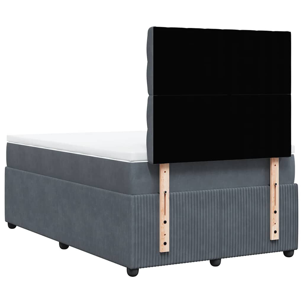 vidaXL Κρεβάτι Boxspring με Στρώμα Σκούρο Γκρι 120x200 εκ. Βελούδινο