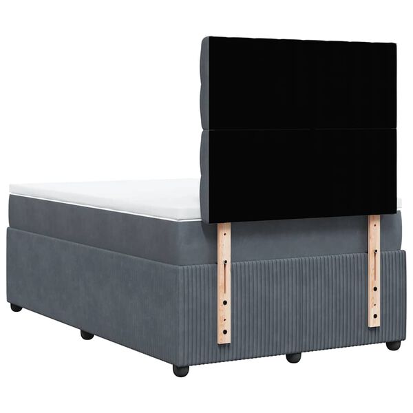 vidaXL Κρεβάτι Boxspring με Στρώμα Σκούρο Γκρι 120x200 εκ. Βελούδινο