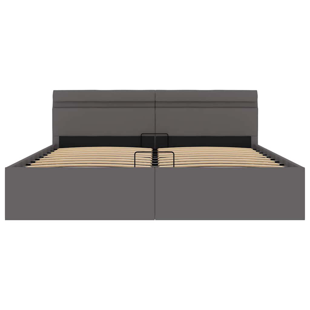 vidaXL Πλαίσιο Κρεβατιού Αποθ. Χώρο/LED Γκρι 160x200 εκ. Δερματίνη