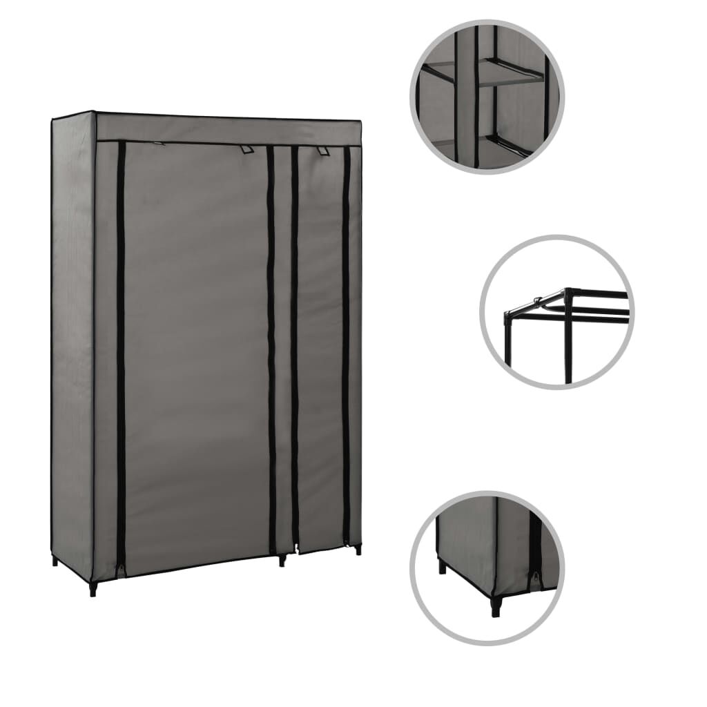 vidaXL Ντουλάπα Αναδιπλούμενη Γκρι 110 x 45 x 175 εκ. Υφασμάτινη
