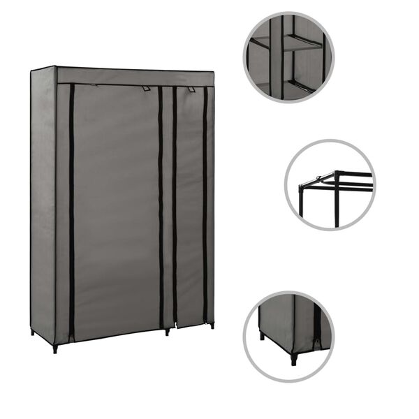 vidaXL Ντουλάπα Αναδιπλούμενη Γκρι 110 x 45 x 175 εκ. Υφασμάτινη