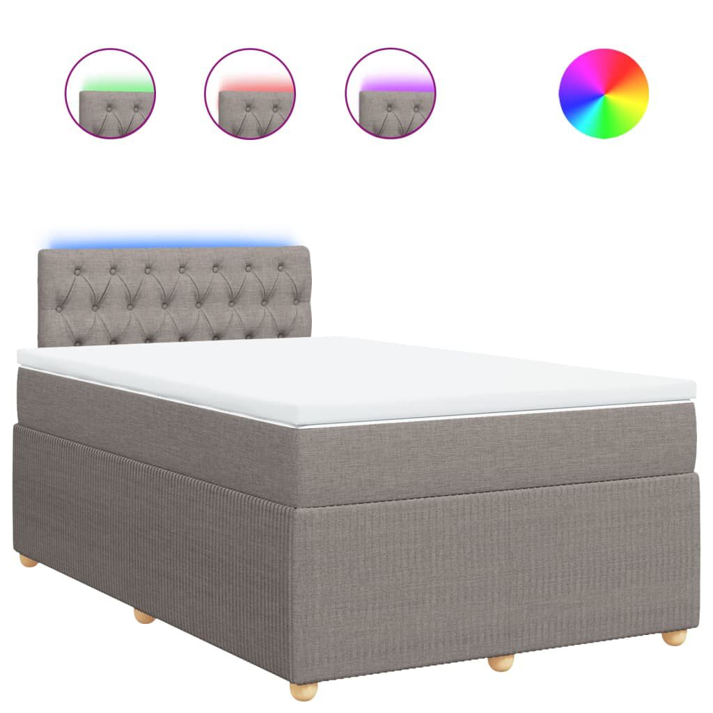 vidaXL Κρεβάτι Boxspring με Στρώμα Taupe 120x190 εκ. Υφασμάτινο