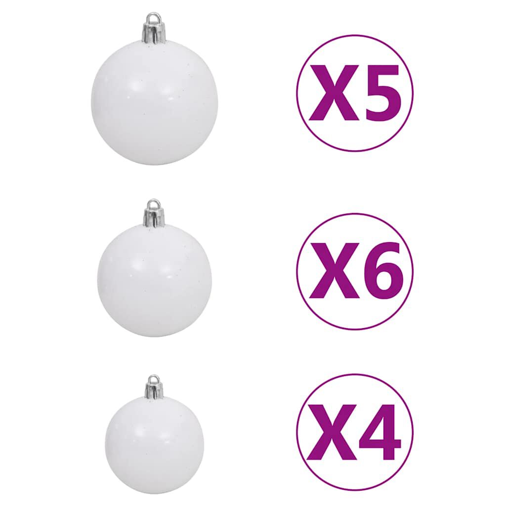 vidaXL Χριστουγεν. Μπάλες Σετ 61 τεμ με Κορυφή & 150 LED Λευκό/Γκρι