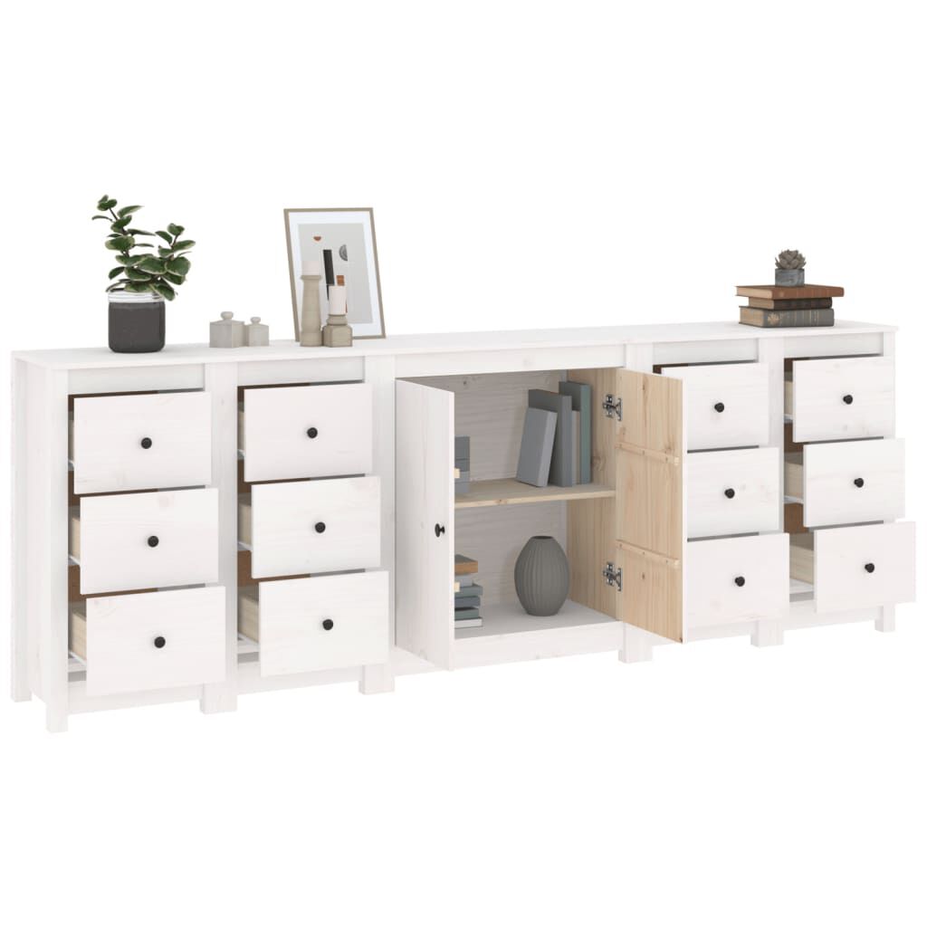 vidaXL Ντουλάπι Λευκό 230 x 35 x 80 εκ. από Μασίφ Ξύλο Πεύκου