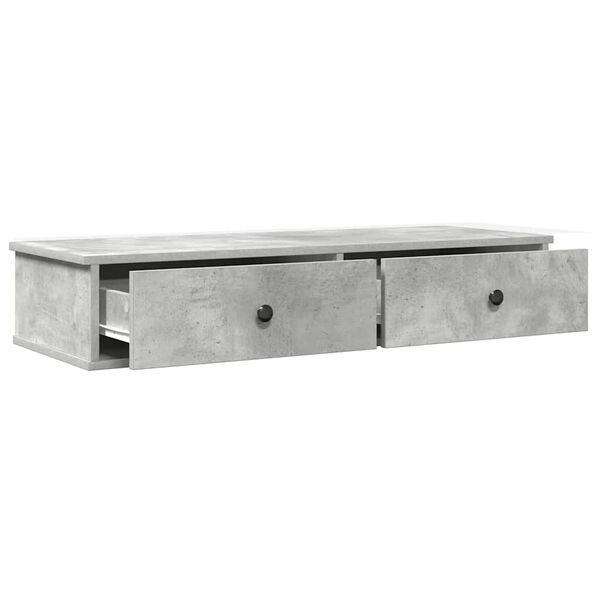 vidaXL Ράφι τοίχου με συρτάρια Γκρι μπετόν 100x37,5x19 cm Ξύλο μηχανής
