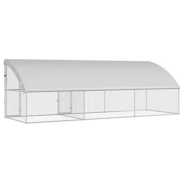 vidaXL Κλουβί για κότες Ασημί 600 x 200 x 198.5 εκ