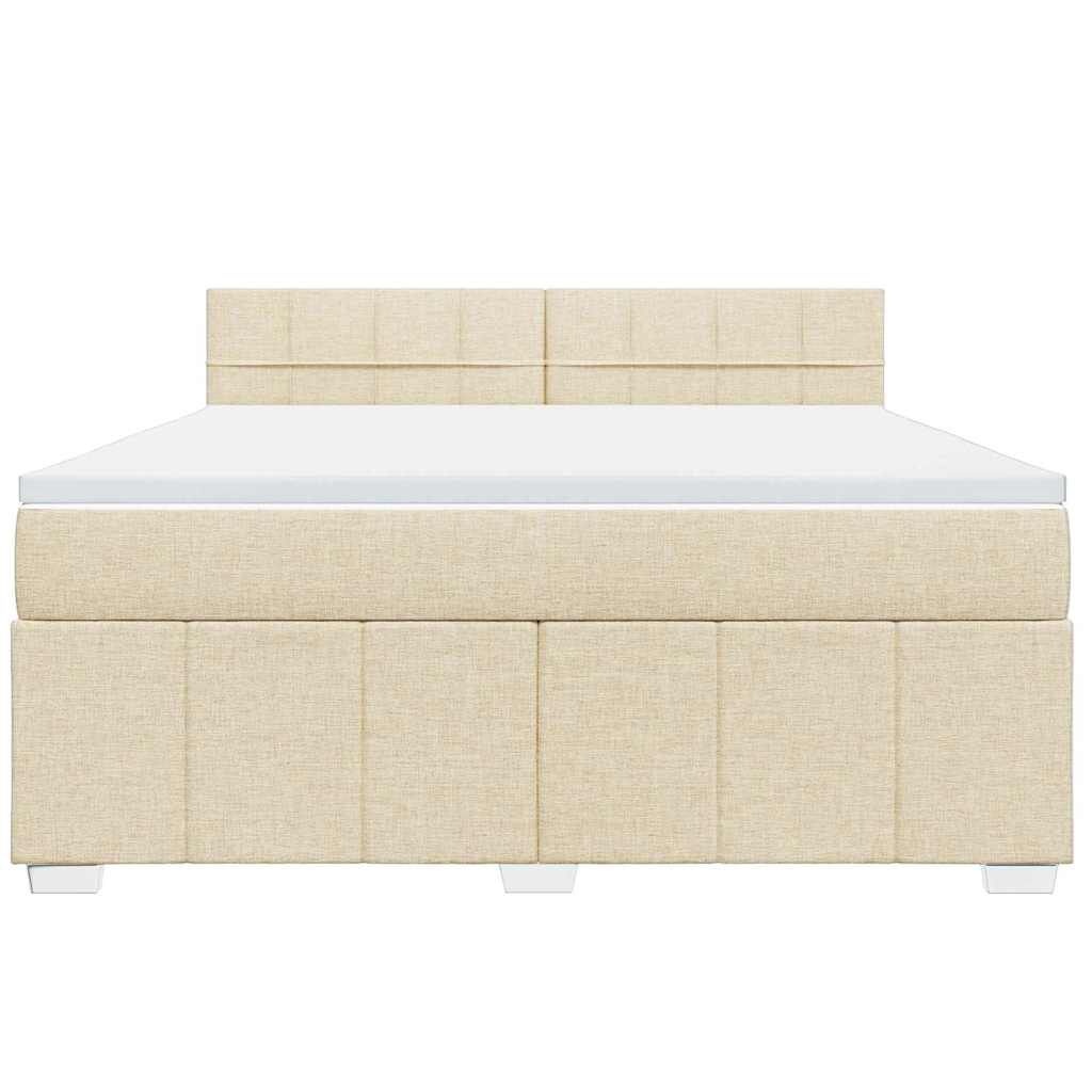 vidaXL Κρεβάτι Boxspring με Στρώμα Κρεμ 180x200 εκ. Υφασμάτινο
