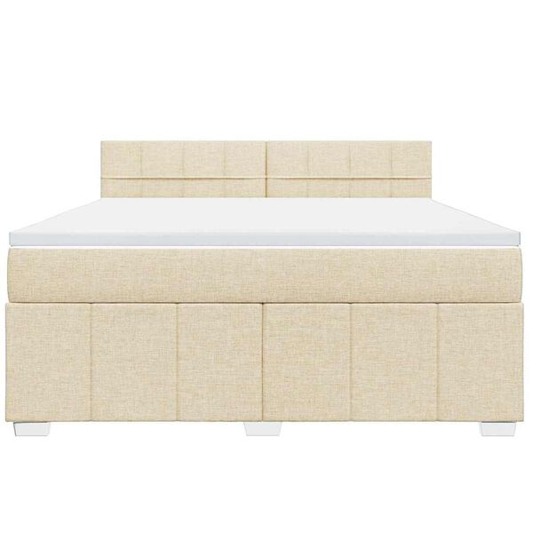 vidaXL Κρεβάτι Boxspring με Στρώμα Κρεμ 180x200 εκ. Υφασμάτινο
