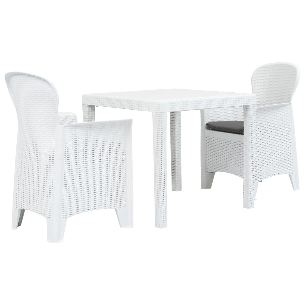 vidaXL Σετ Επίπλων Bistro 3 τεμ. Λευκό με Όψη Ρατάν Πλαστικό