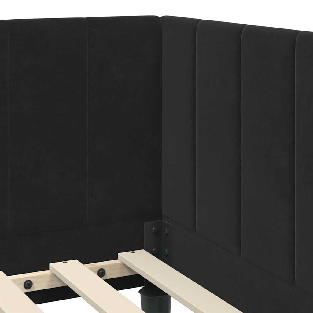 vidaXL Κρεβάτι Γωνίας με κεφαλάρι Μαύρο 80 x 200 cm Βελούδο