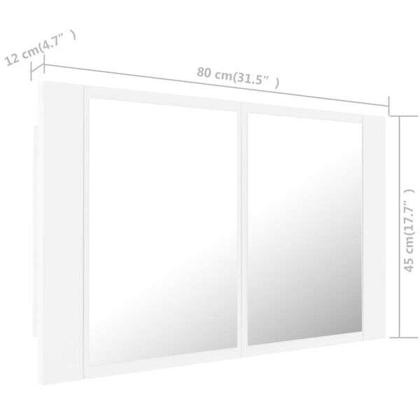 vidaXL Καθρέφτης Μπάνιου με Ντουλάπι LED Λευκός 80x12x45 εκ. Ακρυλικός