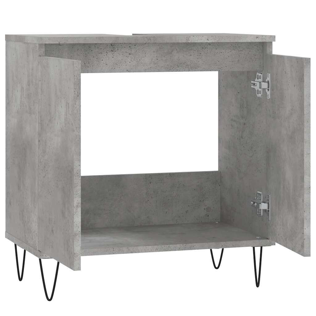vidaXL Ντουλάπι Μπάνιου Γκρι Σκυροδεμ. 58 x 33 x 60 εκ. Επεξεργ. Ξύλο