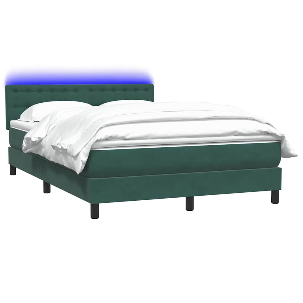 vidaXL Box Spring Κρεβάτι με στρώμα Σκούρο πράσινο 140x220cm Βελούδινο