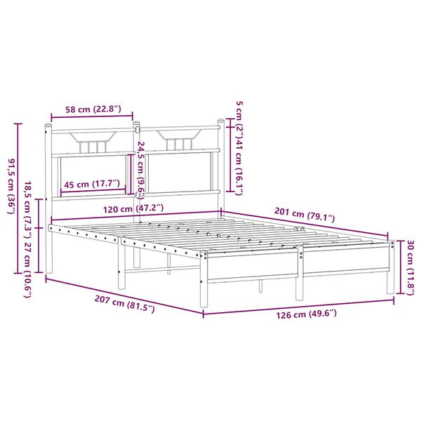 vidaXL Πλαίσιο Κρεβατιού Χωρ. Στρώμα Sonoma Δρυς 120x200εκ. Επ. Ξύλο