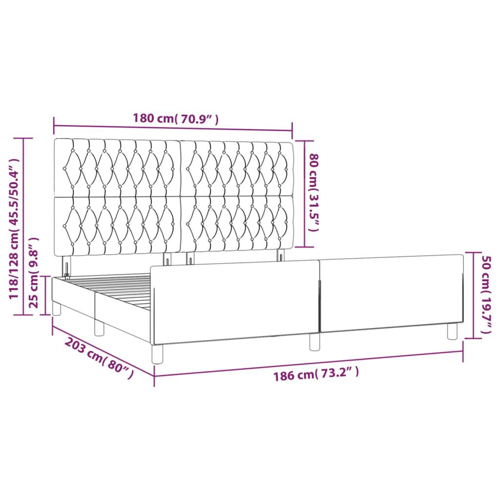 vidaXL Πλαίσιο Κρεβατιού με Κεφαλάρι Μαύρο 180x200 εκ. Βελούδινο