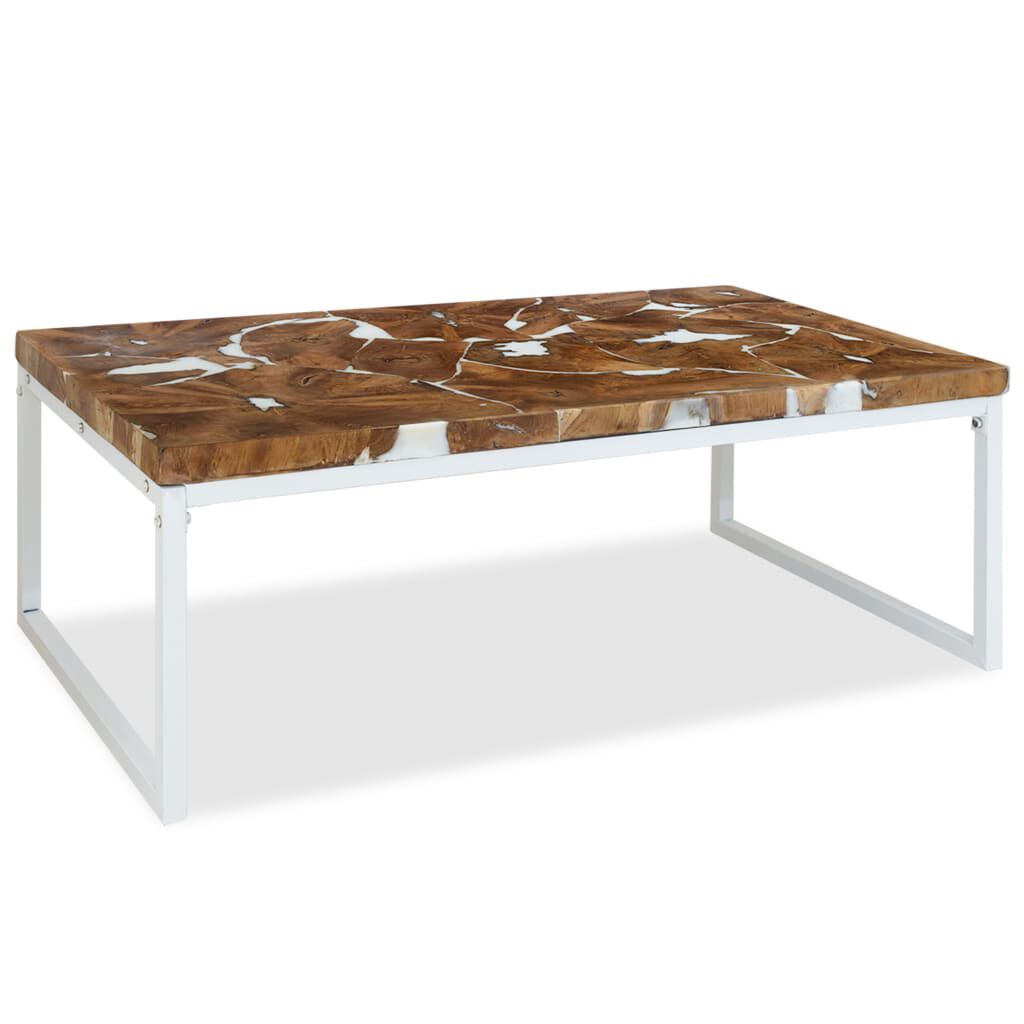 vidaXL Τραπεζάκι Σαλονιού 110 x 60 x 40 εκ. από Ξύλο Teak και Ρητίνη