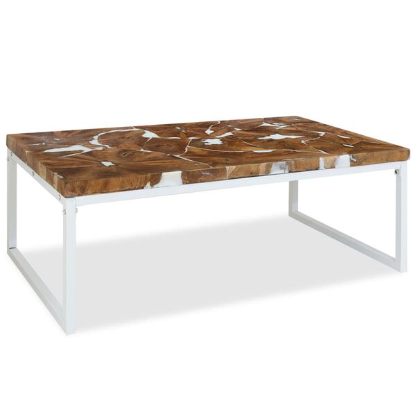 vidaXL Τραπεζάκι Σαλονιού 110 x 60 x 40 εκ. από Ξύλο Teak και Ρητίνη